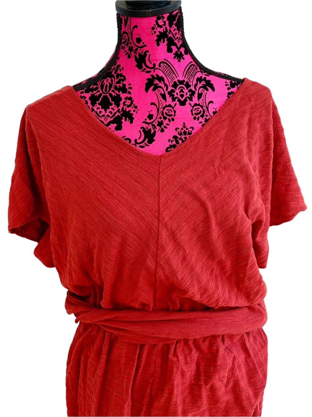 By Anthropologie Rust Orange Open Back Tie Waist Jumpsuit M